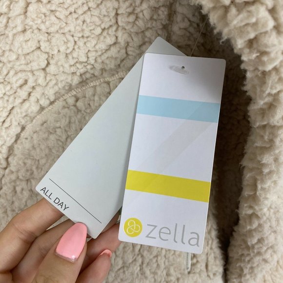 Zella Faux Shearling Pullover 1/2 Zip Fleece Beige - Picture 7 of 10